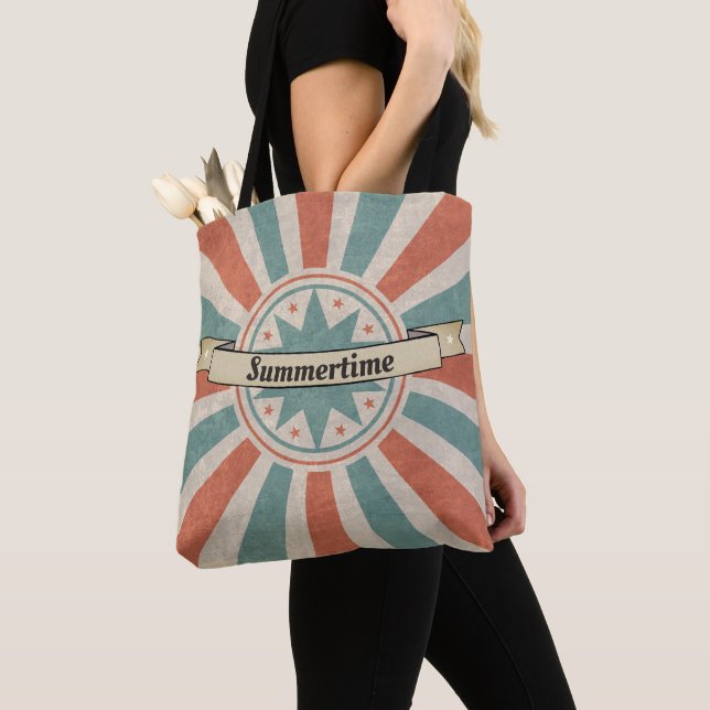 Summertime Vintage Tote (text customizable) Bag (Close Up)