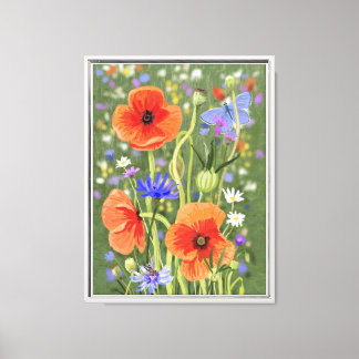 Summertime wildflowers & insects canvas print