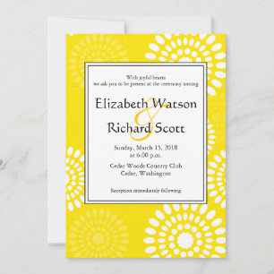 Summertime yellow flowers wedding invitation
