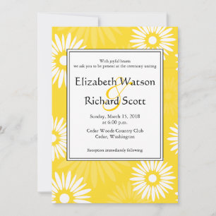 Summertime yellow flowers wedding invitation