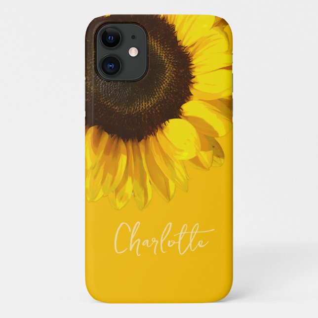Summertime Yellow Sunflower Customizable Name  Case-Mate iPhone Case (Back)