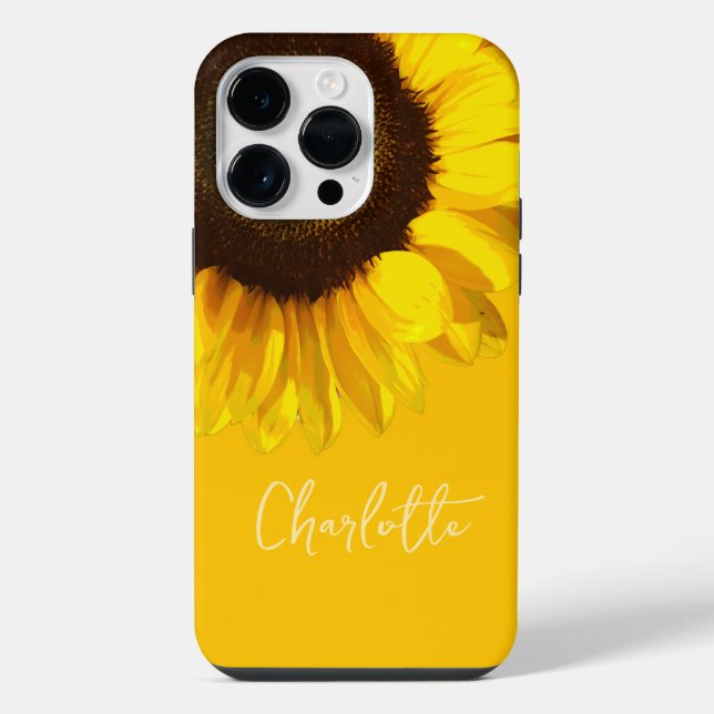 Summertime Yellow Sunflower Customizable Name   Iphone Case (Back)