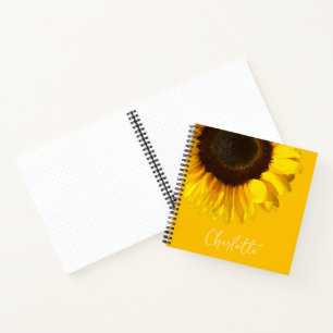 Summertime Yellow Sunflower Customizable Name Notebook