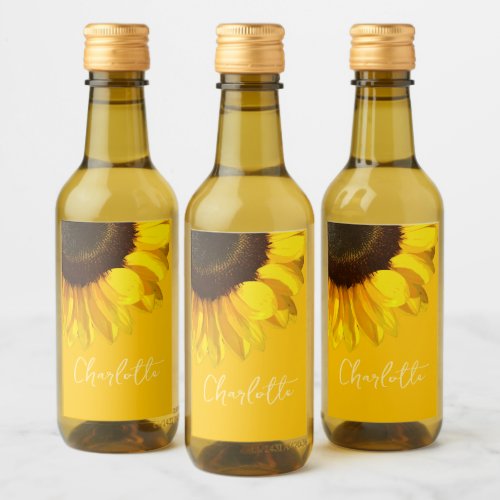 Summertime Yellow Sunflower Customizable Name      Wine Label
