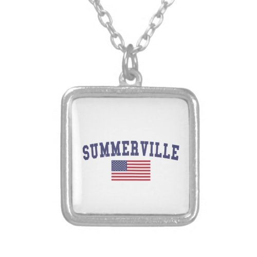 Summerville US Flag Silver Plated Necklace