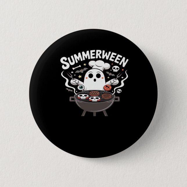 Summerween BBQ Funny Button (Front)