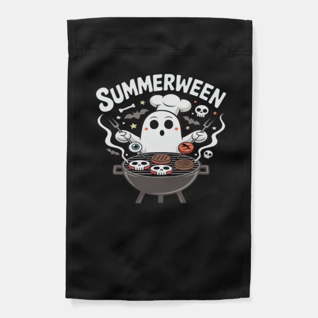 Summerween BBQ Funny Garden Flag (Front)