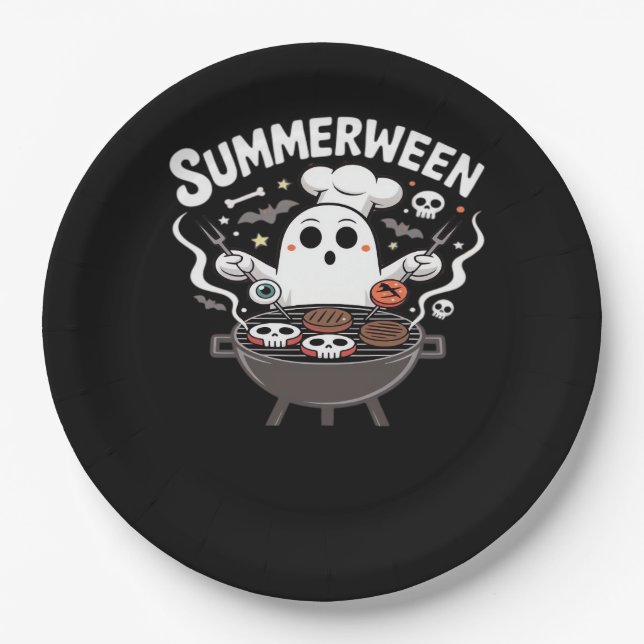Summerween BBQ Funny Paper Plates (Front)