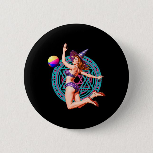 Summerween Beach Ll Pin-up Y Witch Halloween Magic Button (Front)