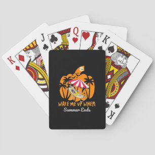 Summerween Beach Pumpkin Skeleton Funny Halloween  Poker Cards