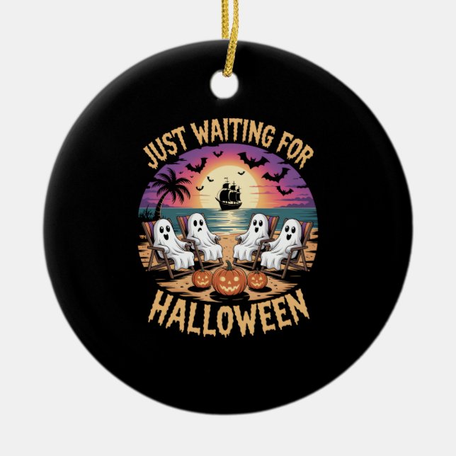 Summerween Beach Spooky Ceramic Ornament (Front)