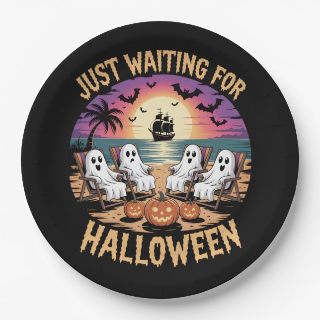 Summerween Beach Spooky Paper Plates (Front)