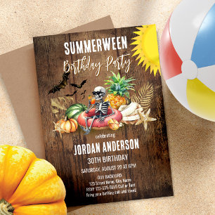 Summerween Birthday Party Summer and Halloween Invitation