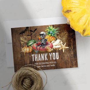 Summerween Birthday Party Summer and Halloween Thank You Card