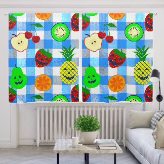 summerween blue halloween jack o'lantern fruit blackout curtains