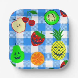 summerween blue halloween jack o'lantern fruit paper plates