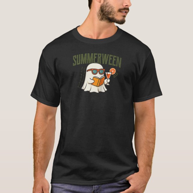 Summerween Bookish Summer Halloween Beach Vibes Cu T-Shirt (Front)