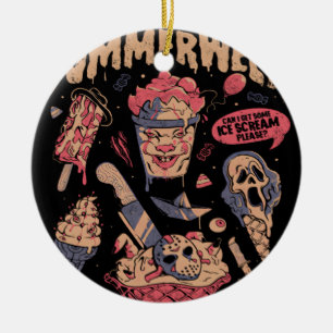 Summerween - Funny Goth Horror Movies Halloween Gi Ceramic Ornament