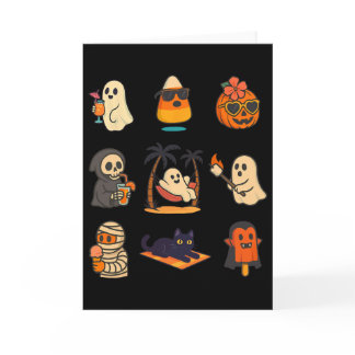 Summerween Ghost Pumpkin Halloween Spooky Summer T Card