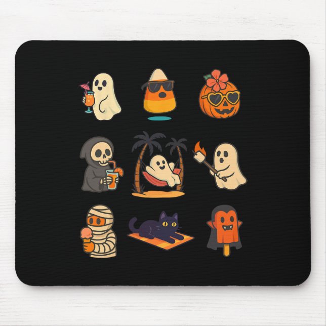 Summerween Ghost Pumpkin Halloween Spooky Summer T Mouse Pad (Front)