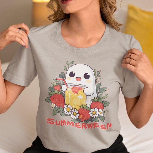 Summerween Ghost with Strawberries  Tri-Blend Shirt (Creator Uploaded)
