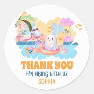 Summerween Halloween Pool Birthday Classic Round Sticker