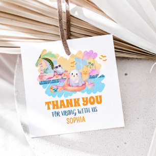 Summerween Halloween Pool Birthday Square Favor Tags