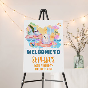 Summerween Halloween Pool Birthday Welcome Sign