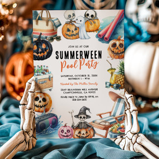 Summerween Halloween Pool Party Invitation