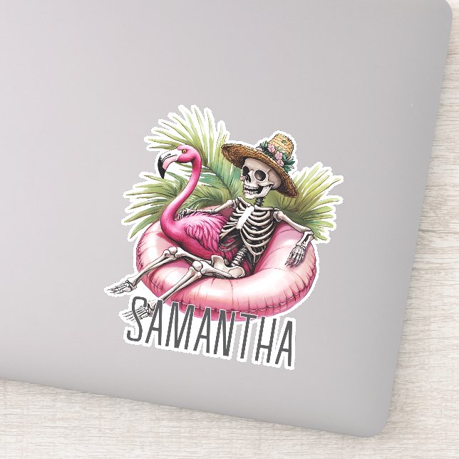 Summerween Halloween Skeleton Personalized Sticker (Detail)