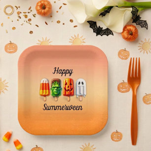 Summerween Halloween Summer Party Paper Plates