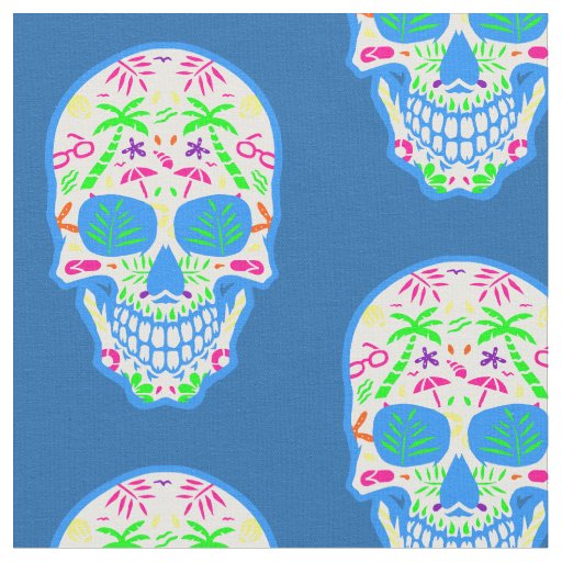 summerween halloween summer sugar skull tropical fabric