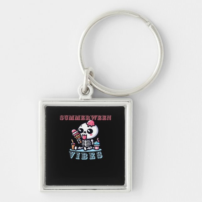 Summerween IceCream Skeleton Classic Keychain (Front)