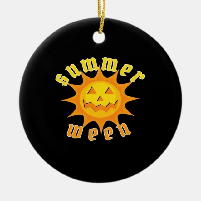 Summerween Jack O Lantern Sunshine Oversized Ceramic Ornament (Front)