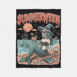 Summerween Mermaid Skeleton Beach Flamingo Hallowe Fleece Blanket