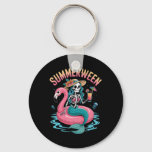 Summerween Mermaid Skeleton Beach Flamingo Hallowe Keychain