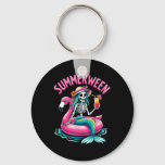 Summerween Mermaid Skeleton Beach Flamingo Hallowe Keychain