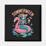 Summerween Mermaid Skeleton Beach Flamingo Hallowe Magnet