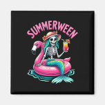 Summerween Mermaid Skeleton Beach Flamingo Hallowe Magnet
