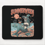 Summerween Mermaid Skeleton Beach Flamingo Hallowe Mouse Pad