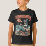 Summerween Mermaid Skeleton Beach Flamingo Hallowe T-Shirt