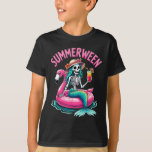 Summerween Mermaid Skeleton Beach Flamingo Hallowe T-Shirt