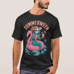 Summerween Mermaid Skeleton Beach Flamingo Hallowe T-Shirt