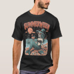 Summerween Mermaid Skeleton Beach Flamingo Hallowe T-Shirt