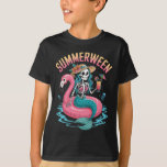 Summerween Mermaid Skeleton Beach Flamingo Hallowe T-Shirt