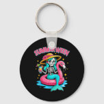 Summerween Mermaid Skeleton Halloween Flamingo Sum Keychain
