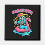 Summerween Mermaid Skeleton Halloween Flamingo Sum Magnet
