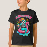 Summerween Mermaid Skeleton Halloween Flamingo Sum T-Shirt