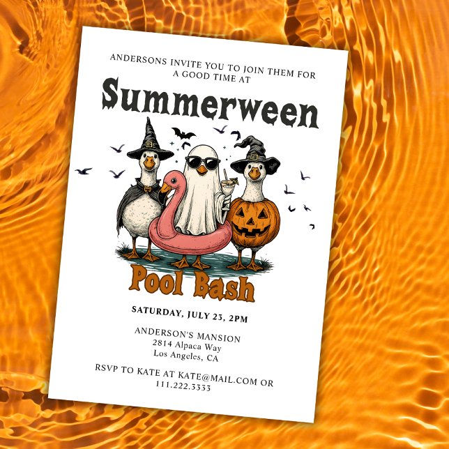 Summerween Pool Bash Summer Halloween Party Invitation (Creator Uploaded)