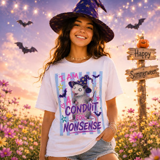 Summerween Possum Wizard Conduit For Nonsense T-Shirt
